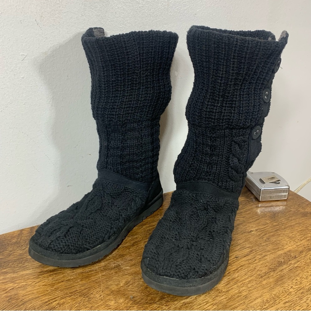 UGG Black Knit Button Boots - Picture 2 of 8